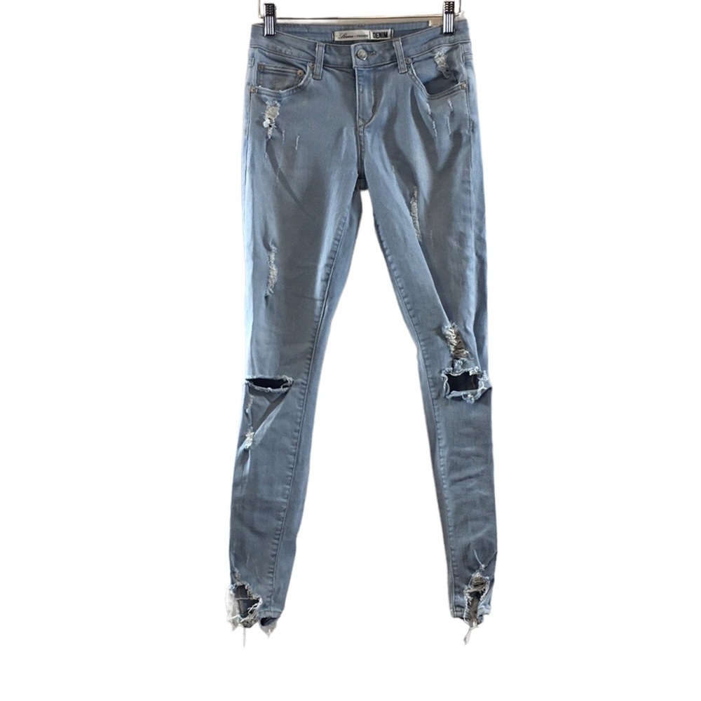 Lovers + Friends Solana Ricky Skinny Jeans Womens 25 Light Wash Distressed Denim